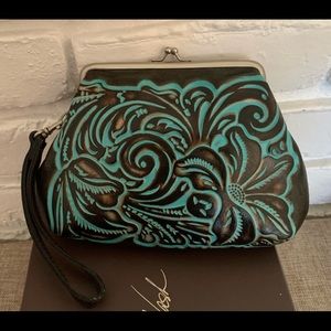 Patricia Nash Savena Turquoise Tooled Wristlet,
Medium